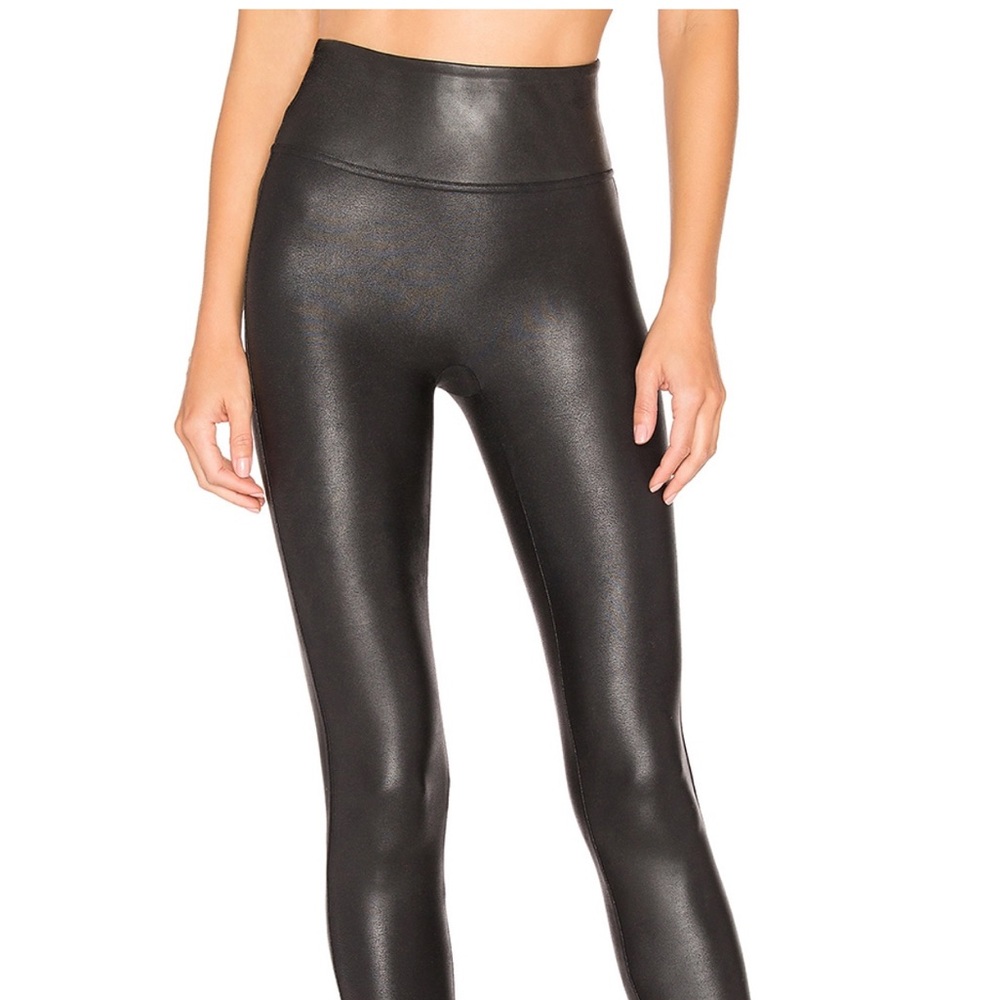 SPANX Black High-Rise Faux Leather Leggings Size S Small